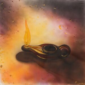 Your Word is a Lamp, hand-painted on silk, Size 35'x 35'